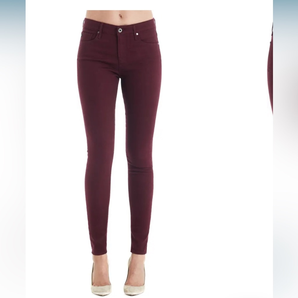 Ag Adriano Goldschmied Farrah High Waist Skinny Jean Burgundy Size 27